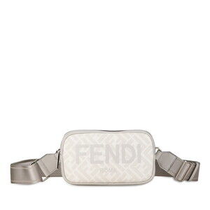 Fendi Zucca Shoulder Bag Gray Leather